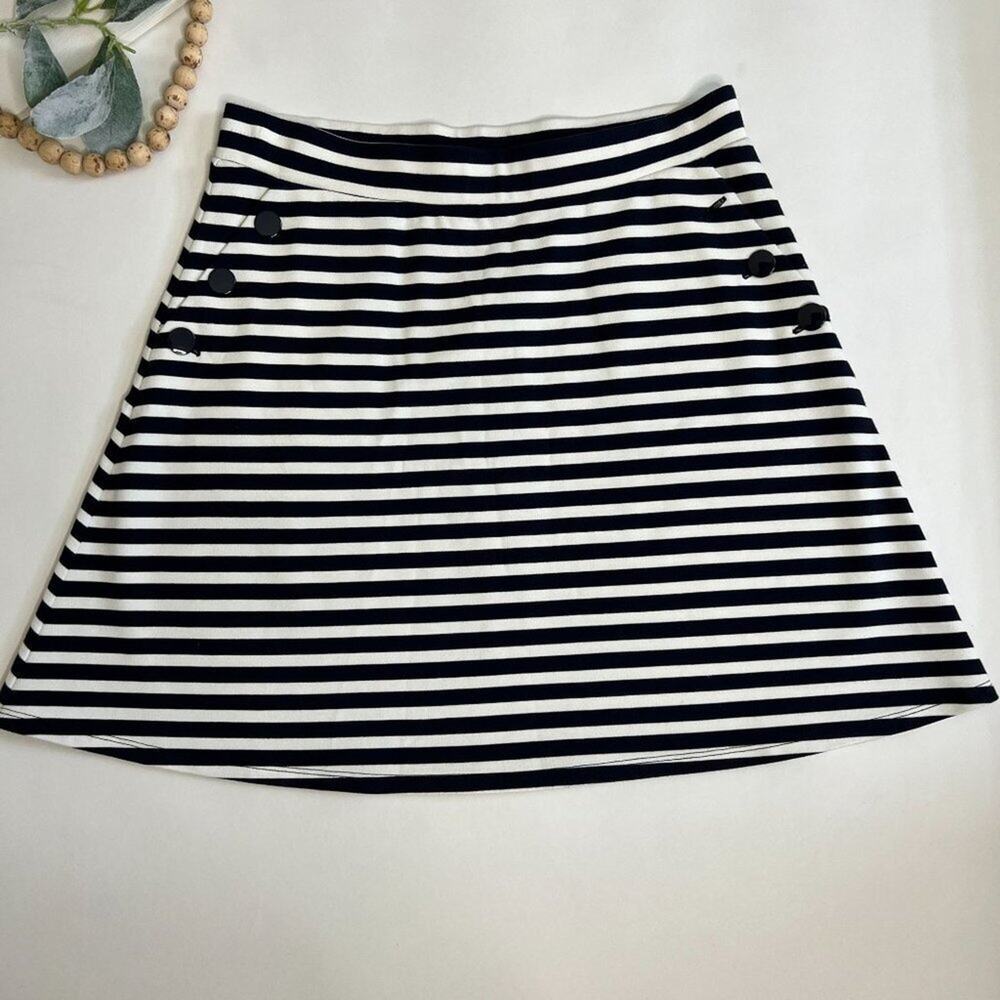 NWT Loft navy Blue striped skirt Sz S